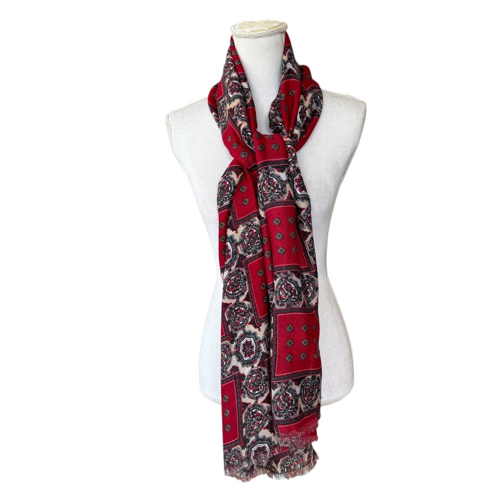 Polo Play Mens Red Paisley Medallion Scarf AC0816 Creazione Italiana NWT